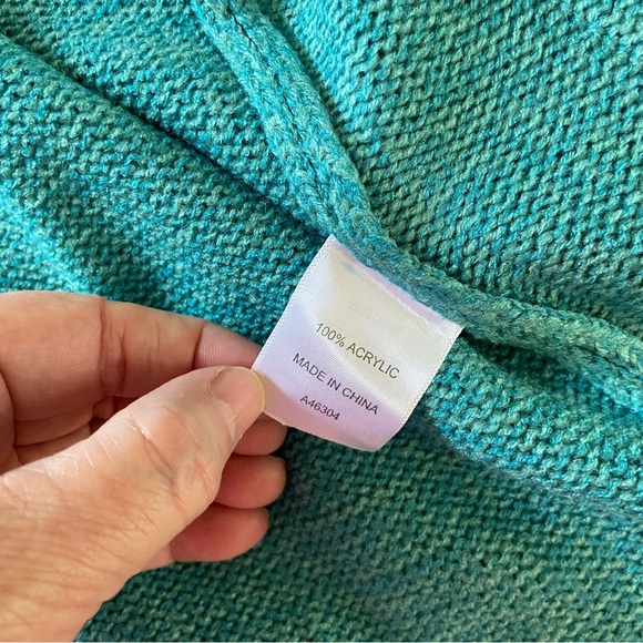 NWT Appleseed's Turquoise Cardigan Sweater Medium - Picture 8 of 10